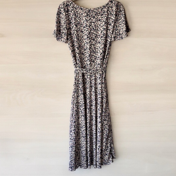 RALPH LAUREN Black Label Floral v-neck Midi Dress Blue/Multi Size 8 - Picture 2 of 9